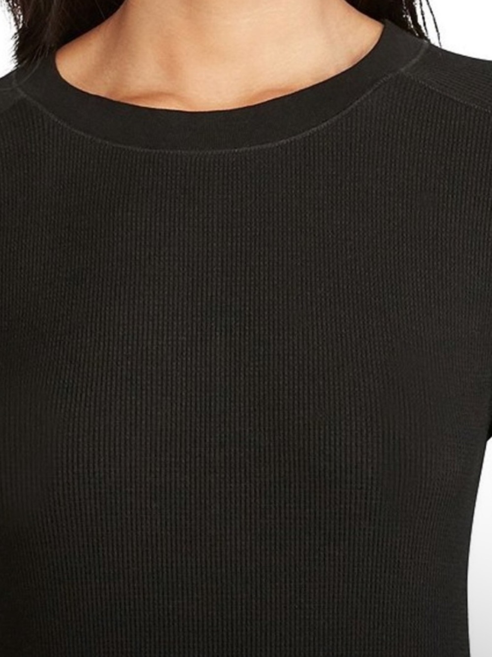 POLO RALPH LAUREN Waffle-Knit Midi Maxi Dress in Black 3/4 sleeves - Picture 4 of 12